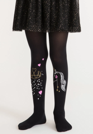 Dres Penti pentru fete – Unicorn Crown 40 DEN, Negru